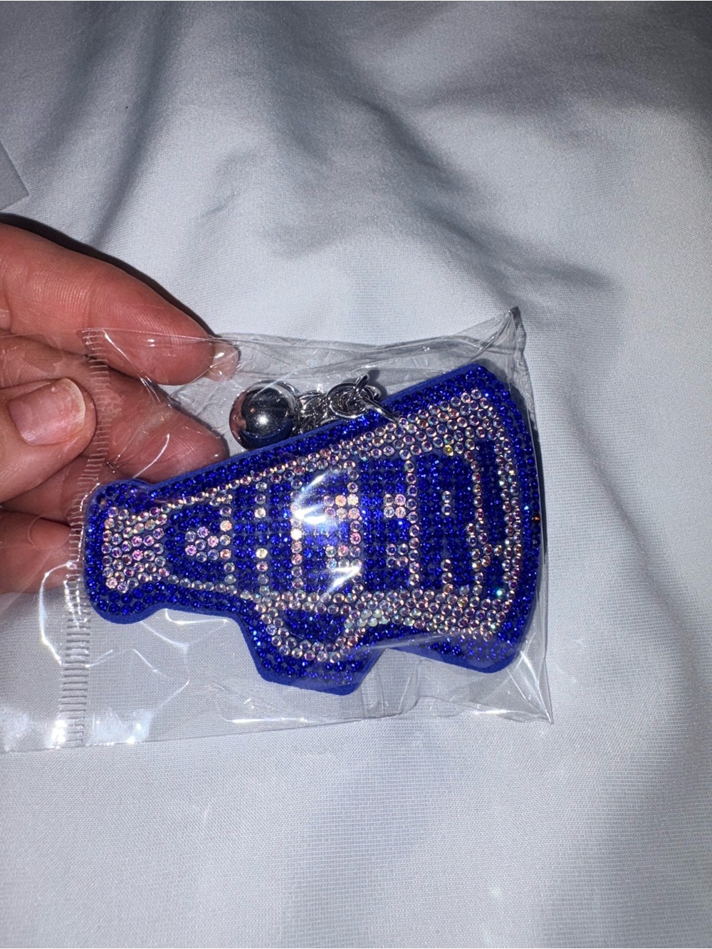 Bling Jewelry Blue and Pink Rhinestone cheer Charm Keychains